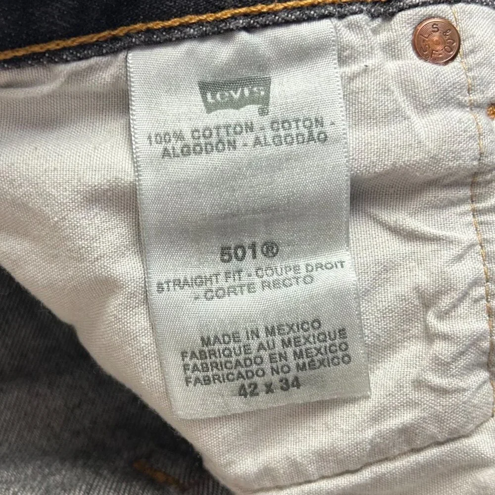 Levi's 501XX Black Denim Jeans 38x32 Cotton Straight‎ Fit Button Fly Riveted Y2K